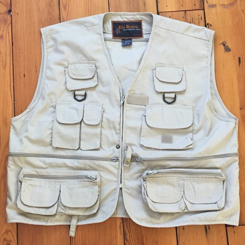 Prestige Rio Bravo Cotton Blend Travel Khaki Fishing Angler Fishermans Vest L 47